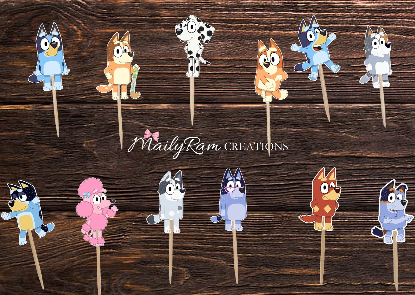 BLUEY CUPCAKE TOPPERS – Mailyramcreations