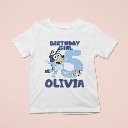  Custom Name And Age Birthday Party T-Shirt, Personalized  Toddler Blue Dog Birthday Shirt, Bday Shirt For Girls, 2nd Birthday Outfit  Girl Shirt, 3rd Birthday Outfit Boy Shirt : Handmade Products
